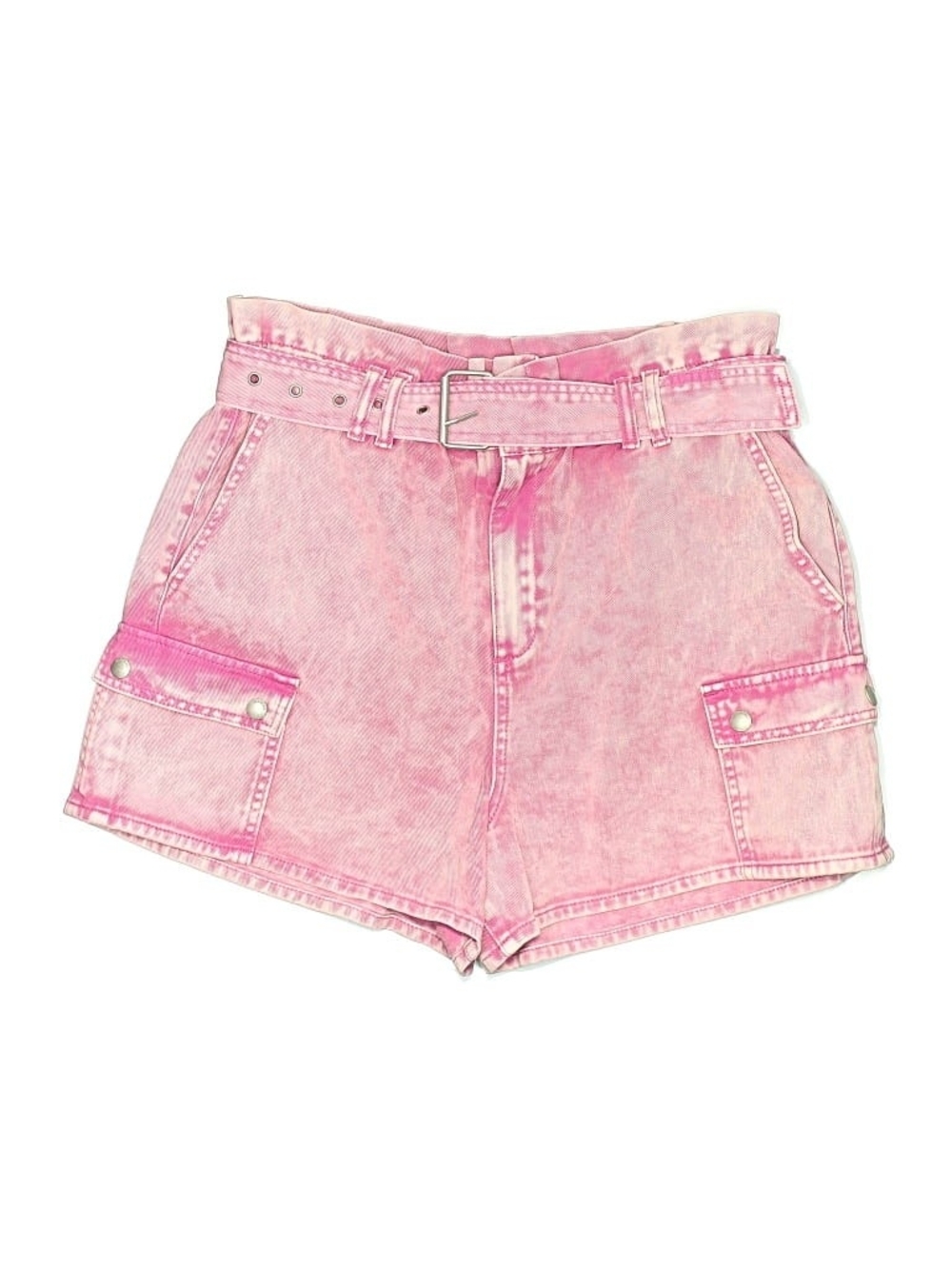 Blank NYC Pink Wash High-waisted Shorts with Belt, Large